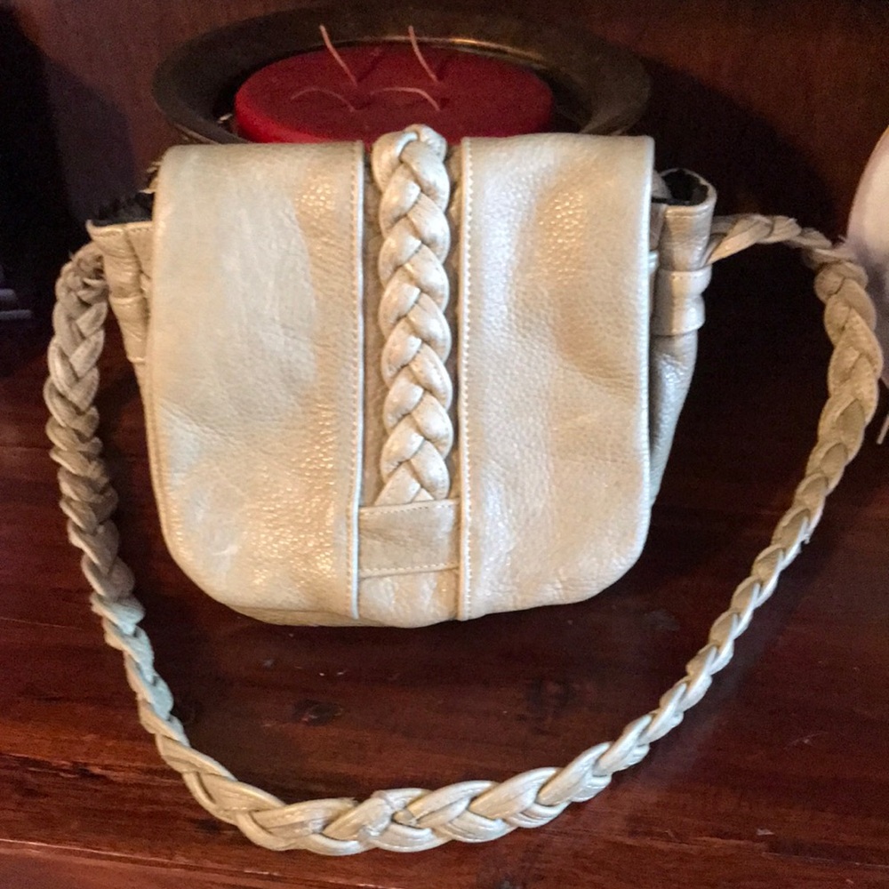 Braided-Strap Crossbody Bag in Cream